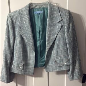 Antonio Melaani pale Green/ Teal Blue Tweed Women's Blazer